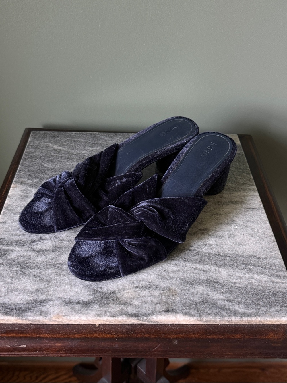 Mango - Navy Velvet Sandals / Mules - Size 36